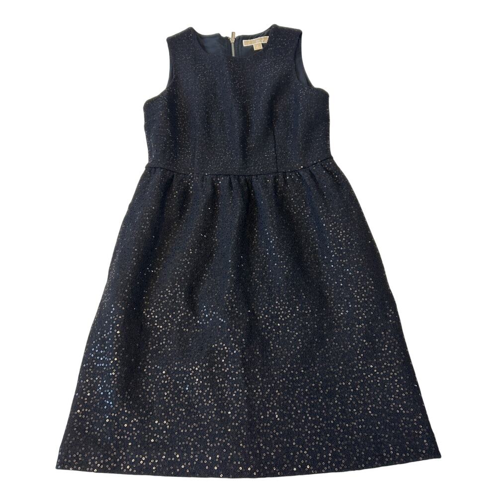 Michael‎ Kors Women's Wool Blend Dress Sequin Sz 6 Black Lined Pockets Party